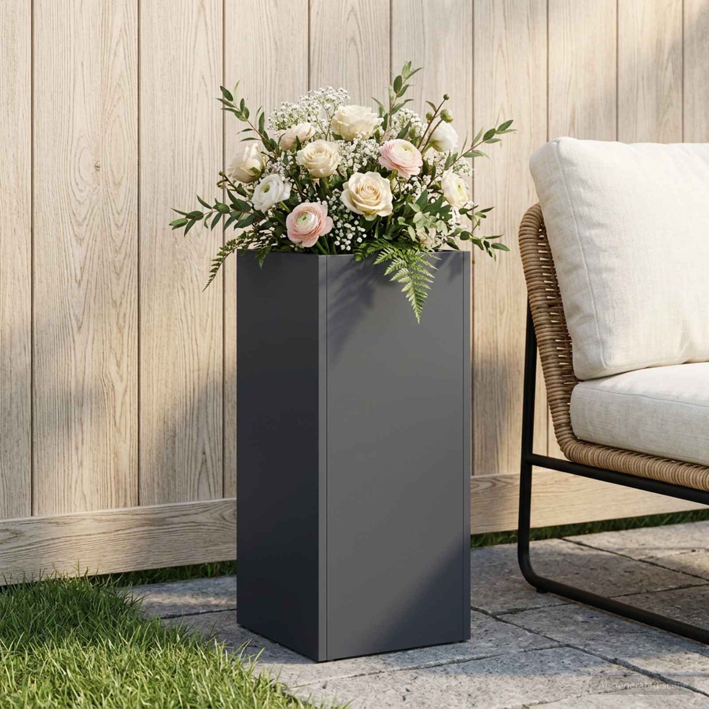 vidaXL Garden Planter Anthracite 20 x 20 x 40 cm Cold-rolled Steel