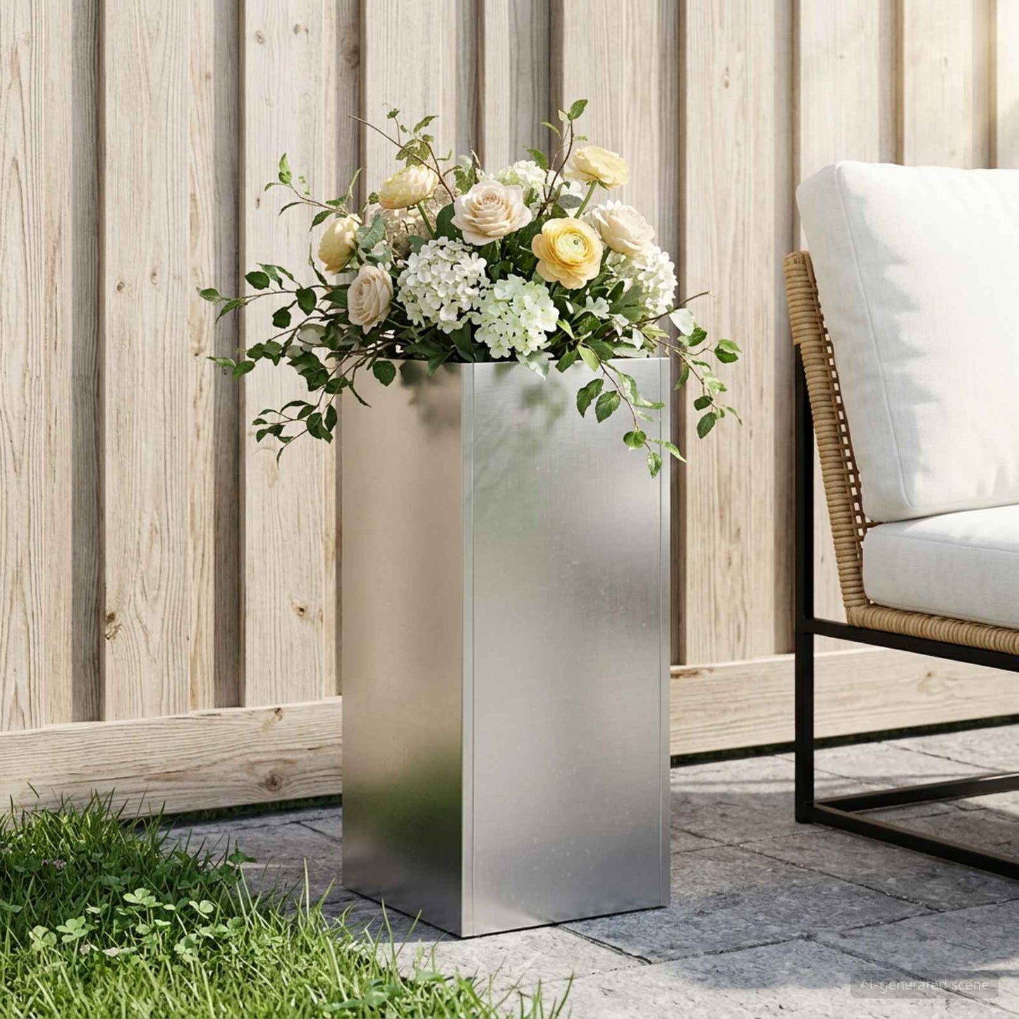 vidaXL Garden Planter Silver 20 x 20 x 40 cm Stainless Steel