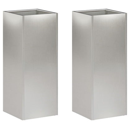 vidaXL Garden Planter 2 pcs Silver 20 x 20 x 40 cm Stainless Steel