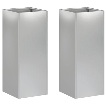 vidaXL Garden Planter 2 pcs Silver 20 x 20 x 40 cm Galvanised Steel