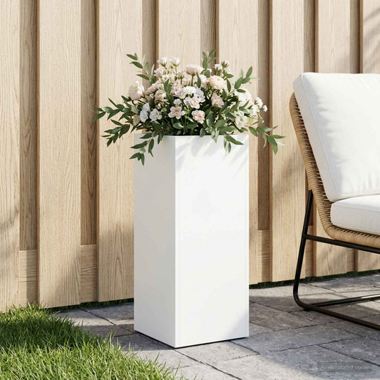 vidaXL Garden Planter White 20 x 20 x 50 cm Cold-rolled Steel