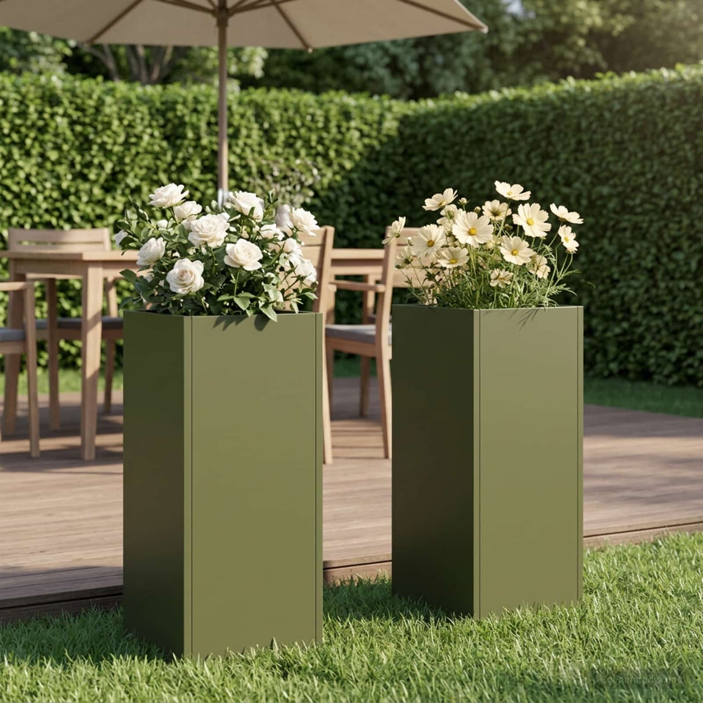 vidaXL Garden Planter 2 pcs Olive Green 20 x 20 x 50 cm