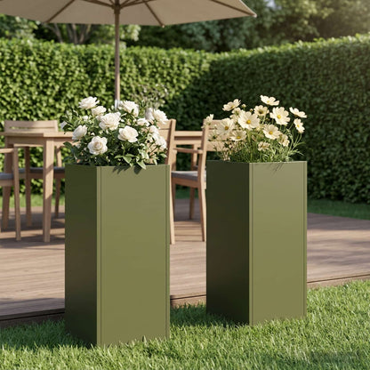 vidaXL Garden Planter 2 pcs Olive Green 20 x 20 x 50 cm