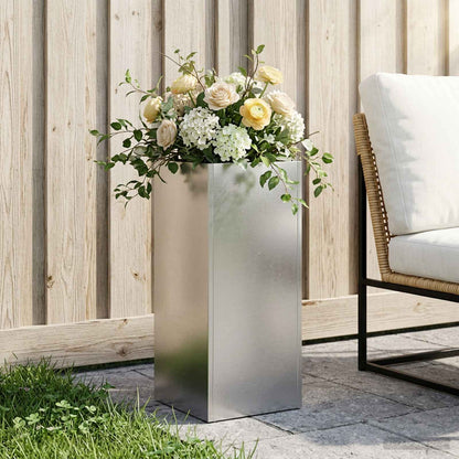 vidaXL Garden Planter Silver 20 x 20 x 50 cm Stainless Steel