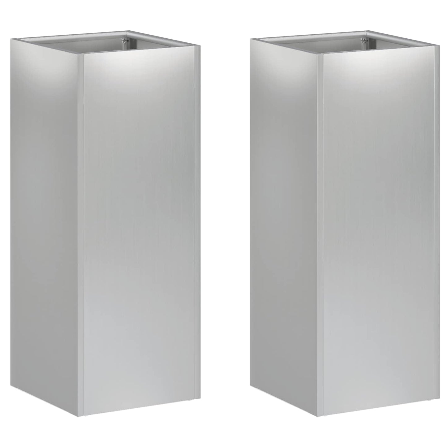 vidaXL Garden Planter 2 pcs Silver 20 x 20 x 50 cm Galvanised Steel