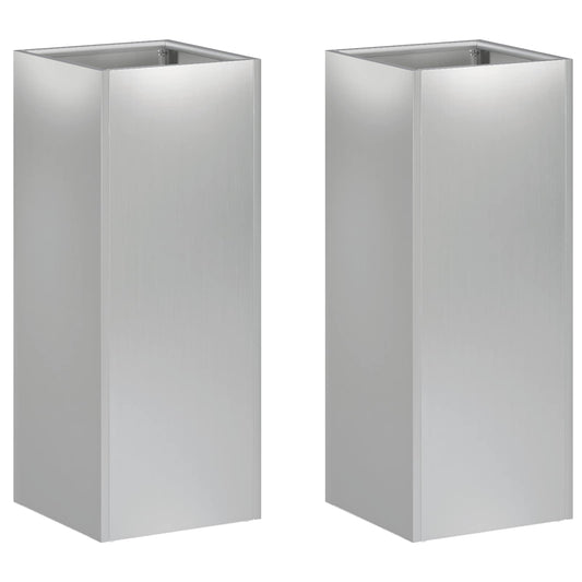 vidaXL Garden Planter 2 pcs Silver 20 x 20 x 50 cm Galvanised Steel