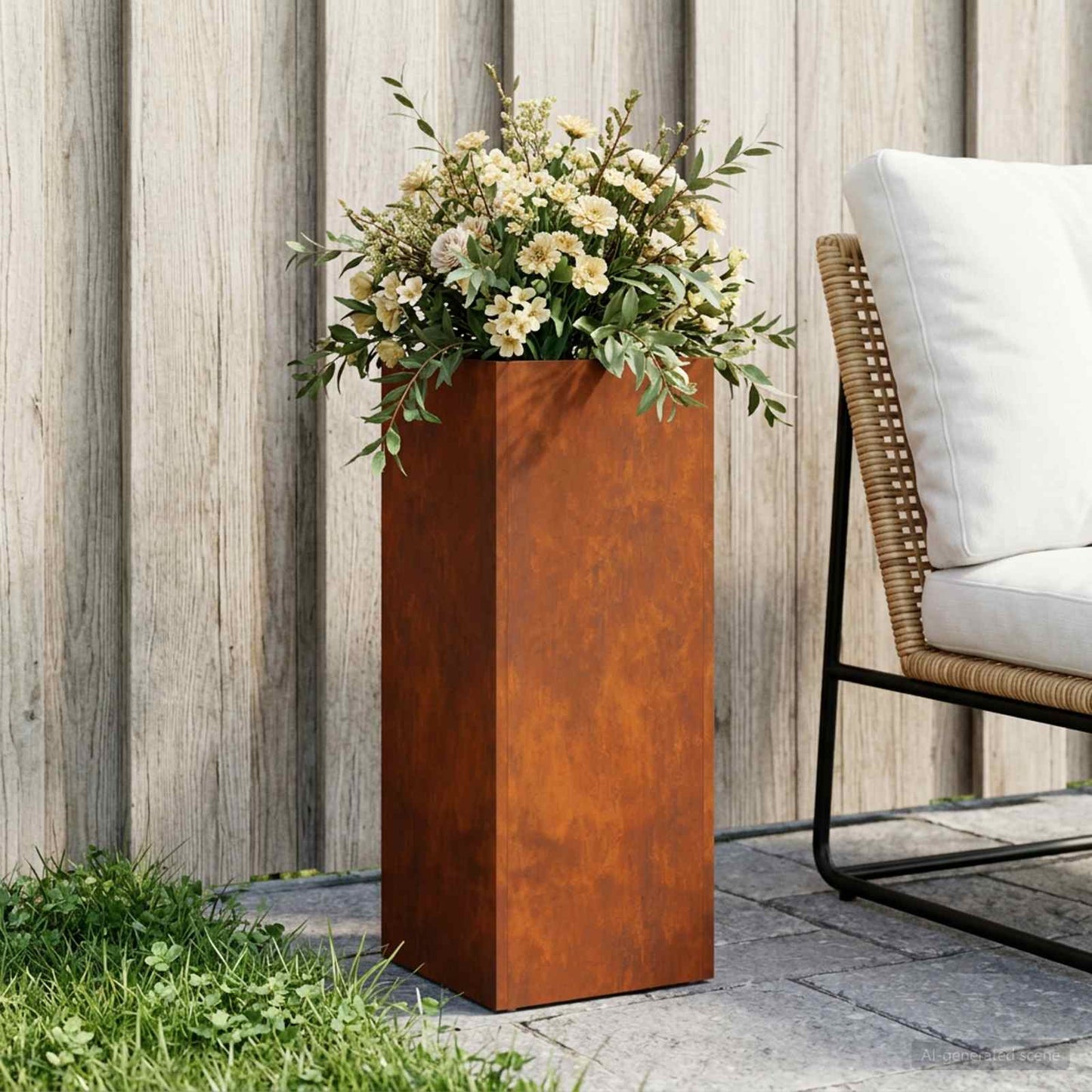 vidaXL Garden Planter Rusty 20 x 20 x 50 cm Weathering Steel