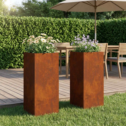 vidaXL Garden Planter 2 pcs Rusty 20 x 20 x 50 cm Weathering Steel