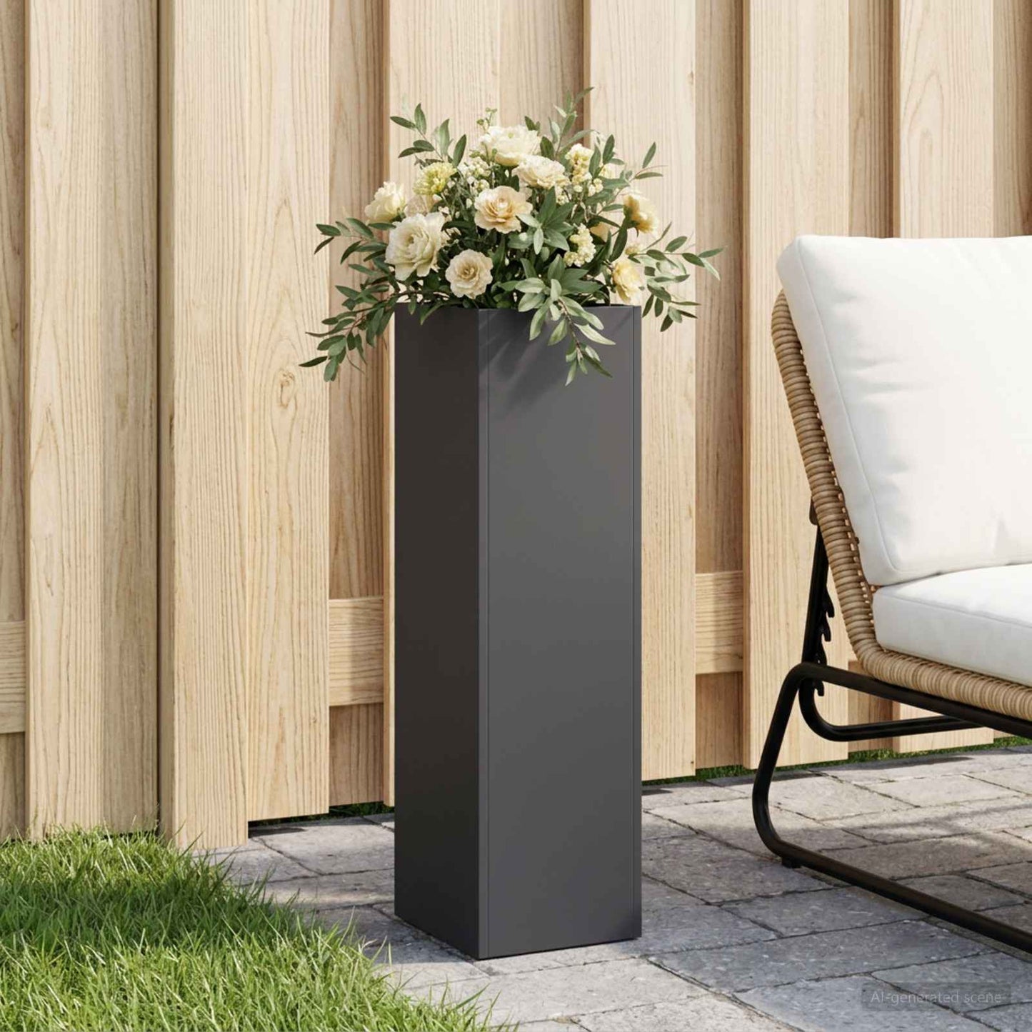 vidaXL Garden Planter Black 20 x 20 x 75 cm Cold-rolled Steel