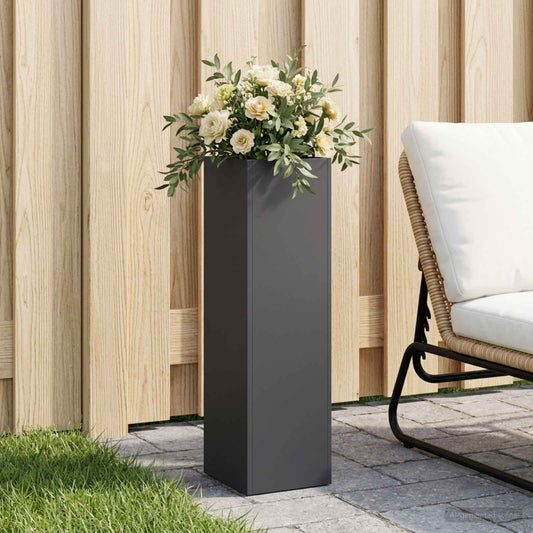 vidaXL Garden Planter Black 20 x 20 x 75 cm Cold-rolled Steel