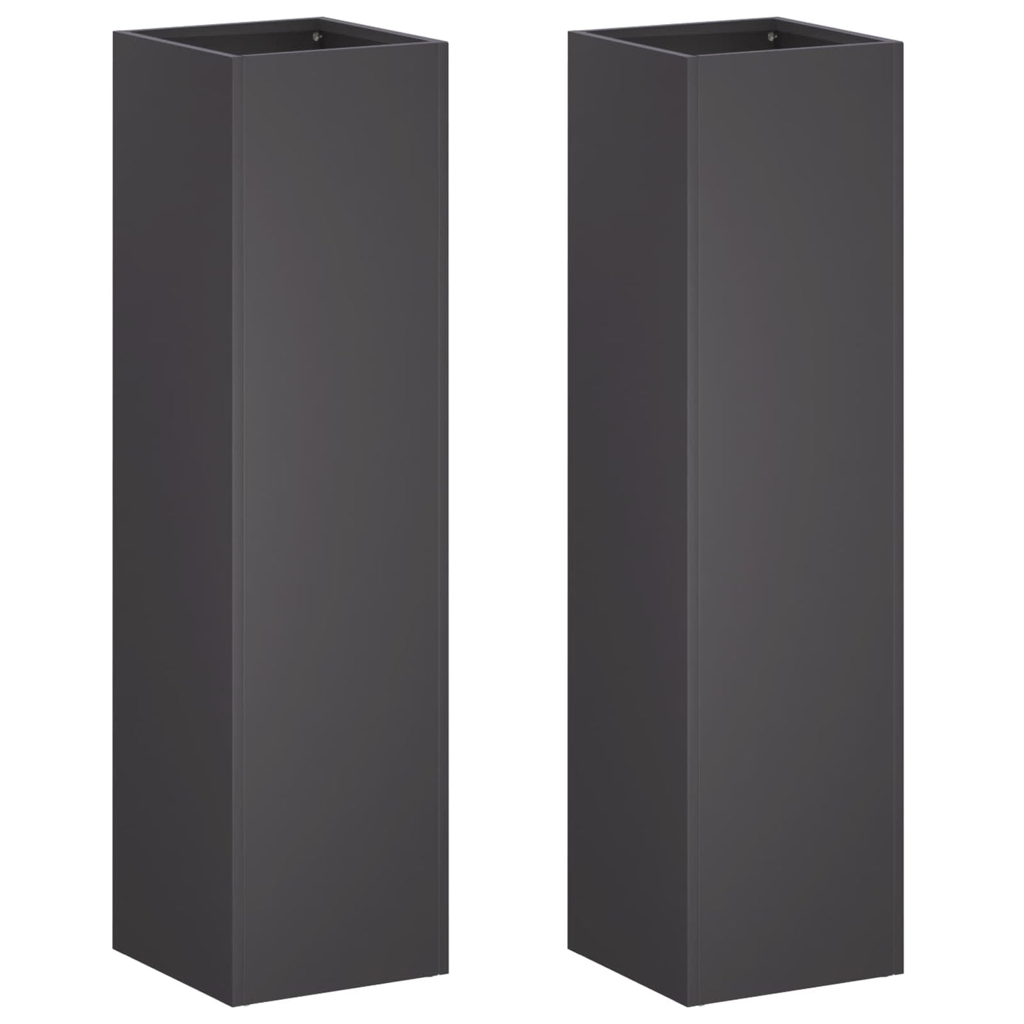 vidaXL Garden Planter 2 pcs Black 20 x 20 x 75 cm Cold-rolled Steel
