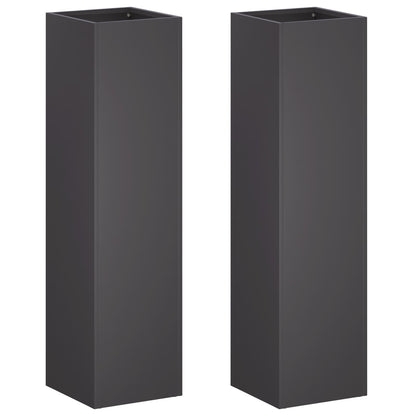 vidaXL Garden Planter 2 pcs Black 20 x 20 x 75 cm Cold-rolled Steel