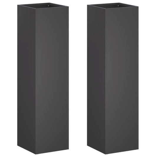 vidaXL Garden Planter 2 pcs Black 20 x 20 x 75 cm Cold-rolled Steel