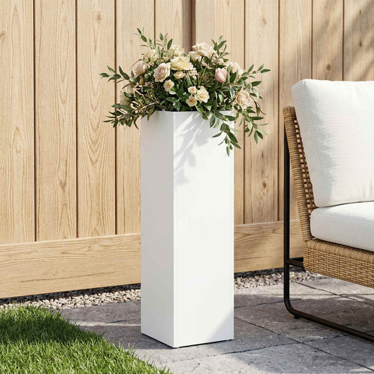 vidaXL Garden Planter White 20 x 20 x 75 cm Cold-rolled Steel