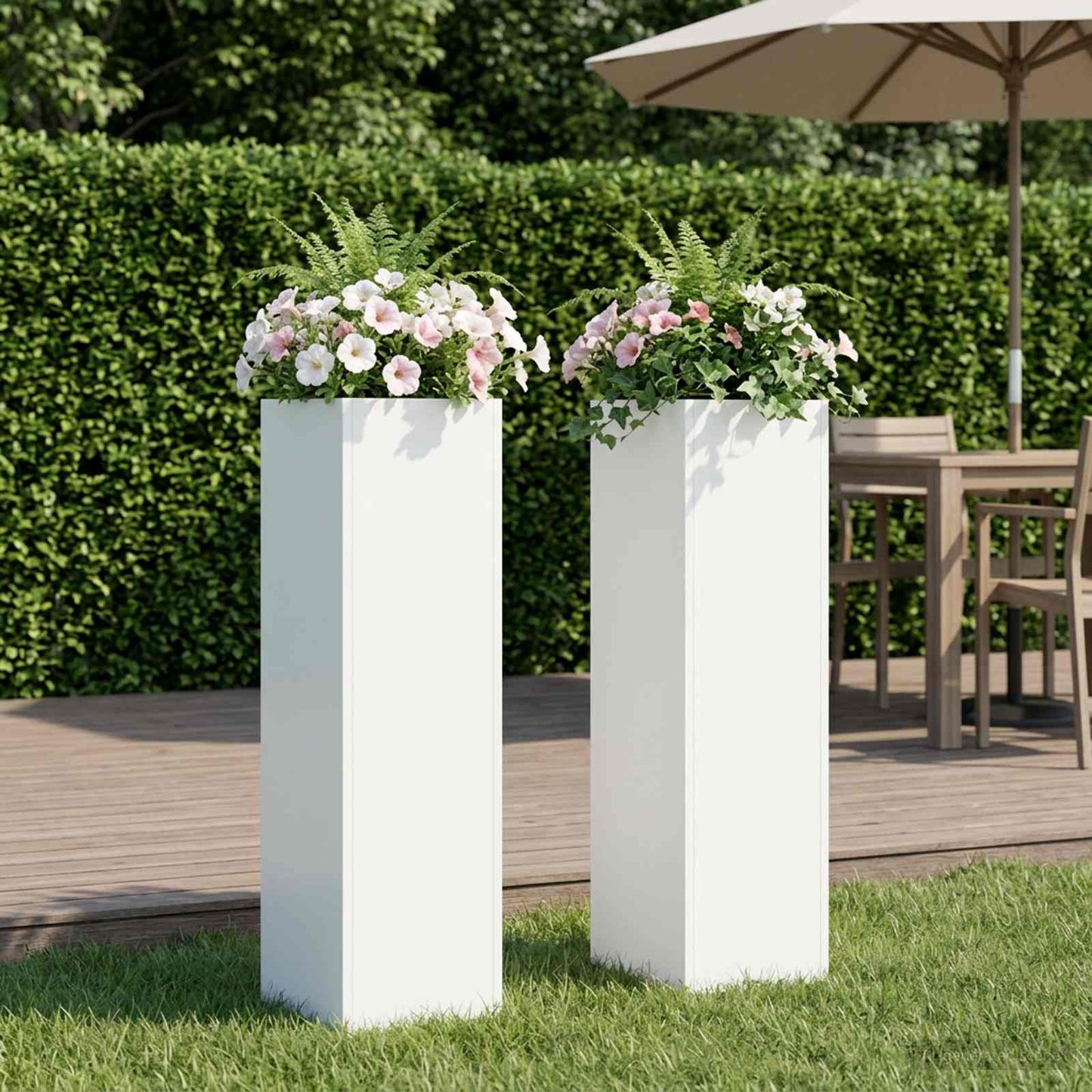 vidaXL Garden Planter 2 pcs White 20 x 20 x 75 cm Cold-rolled Steel