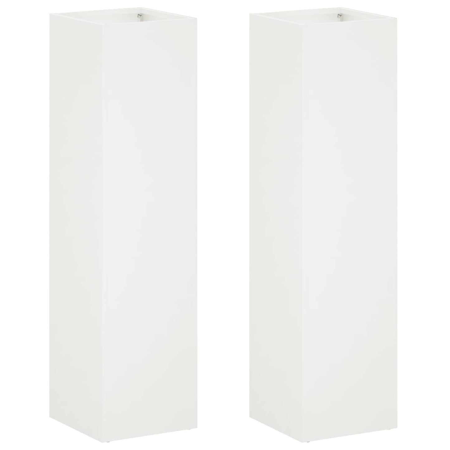 vidaXL Garden Planter 2 pcs White 20 x 20 x 75 cm Cold-rolled Steel
