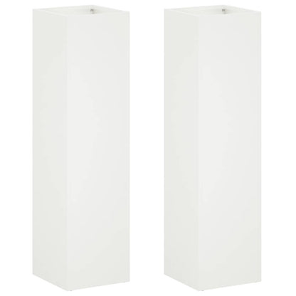 vidaXL Garden Planter 2 pcs White 20 x 20 x 75 cm Cold-rolled Steel