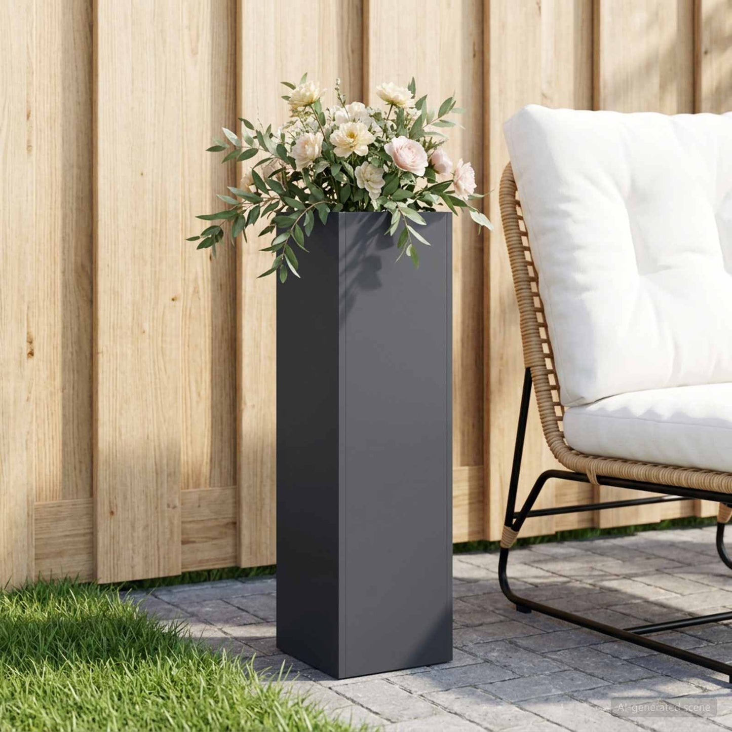 vidaXL Garden Planter Anthracite 20 x 20 x 75 cm Cold-rolled Steel