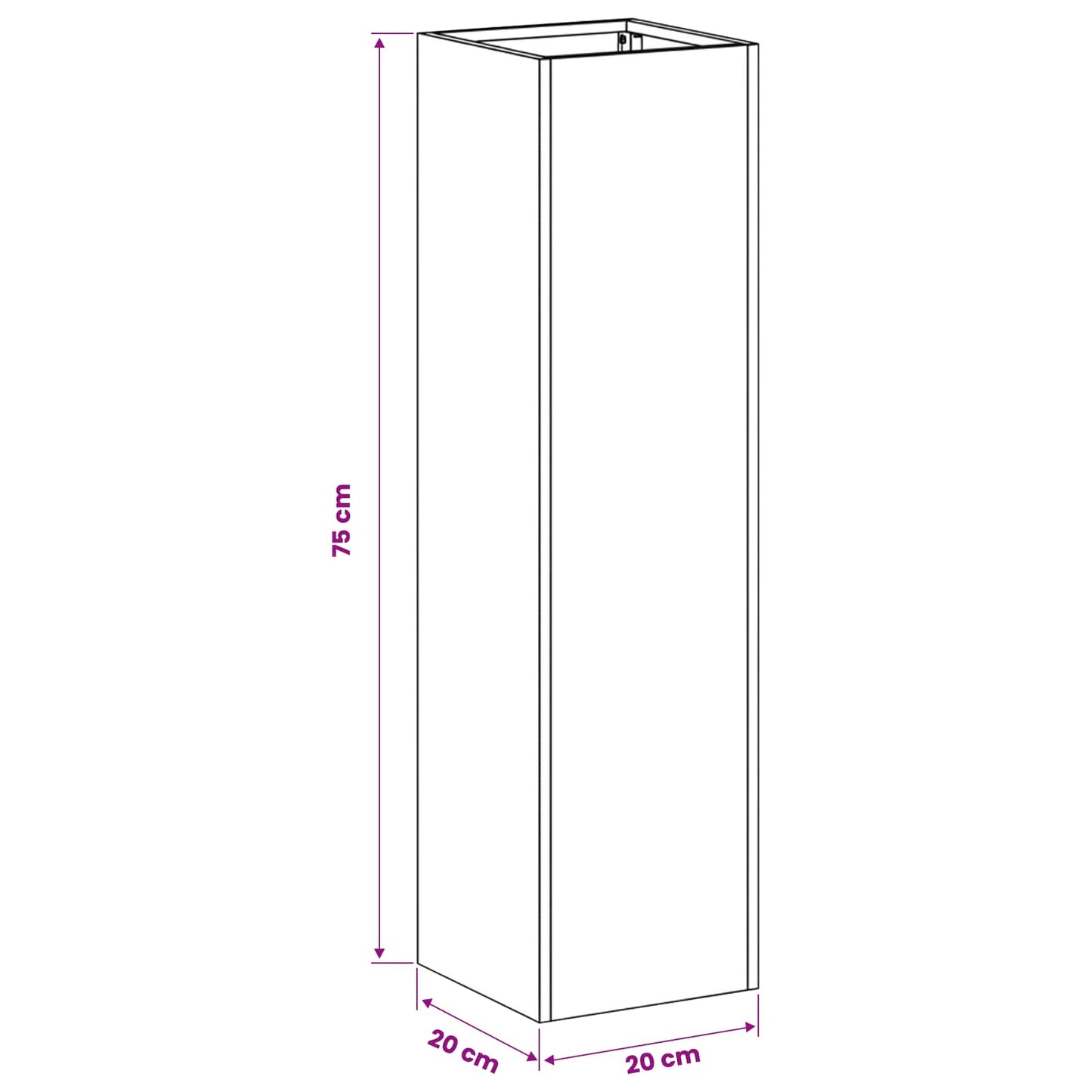 vidaXL Garden Planter Anthracite 20 x 20 x 75 cm Cold-rolled Steel