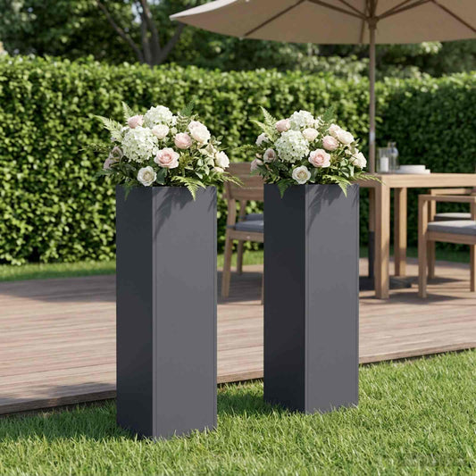 vidaXL Garden Planter 2 pcs Anthracite 20 x 20 x 75 cm