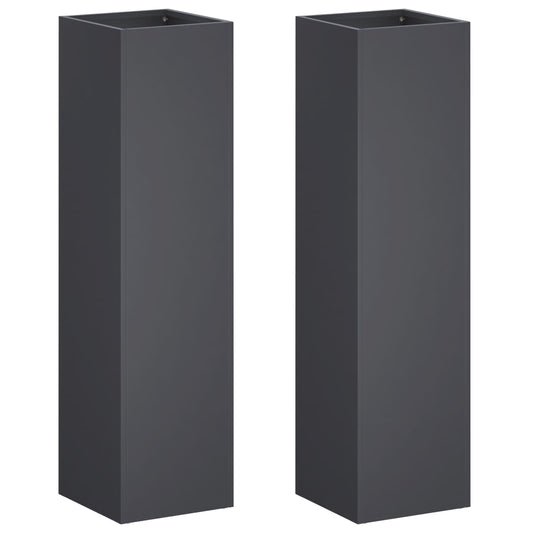 vidaXL Garden Planter 2 pcs Anthracite 20 x 20 x 75 cm