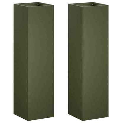 vidaXL Garden Planter 2 pcs Olive Green 20 x 20 x 75 cm
