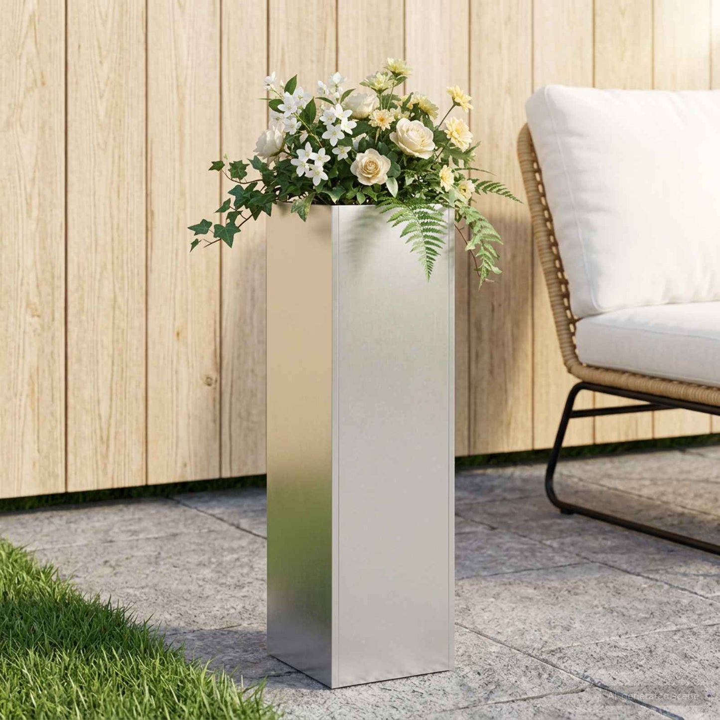 vidaXL Garden Planter Silver 20 x 20 x 75 cm Stainless Steel