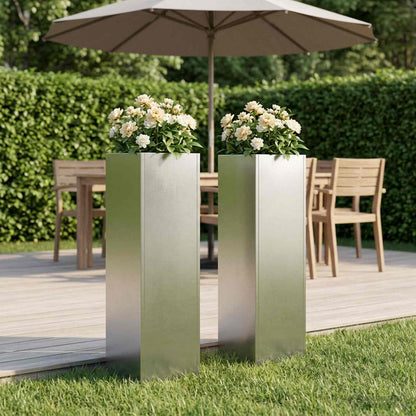 vidaXL Garden Planter 2 pcs Silver 20 x 20 x 75 cm Stainless Steel