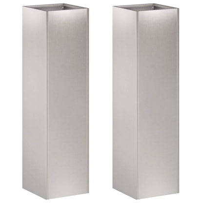 vidaXL Garden Planter 2 pcs Silver 20 x 20 x 75 cm Stainless Steel