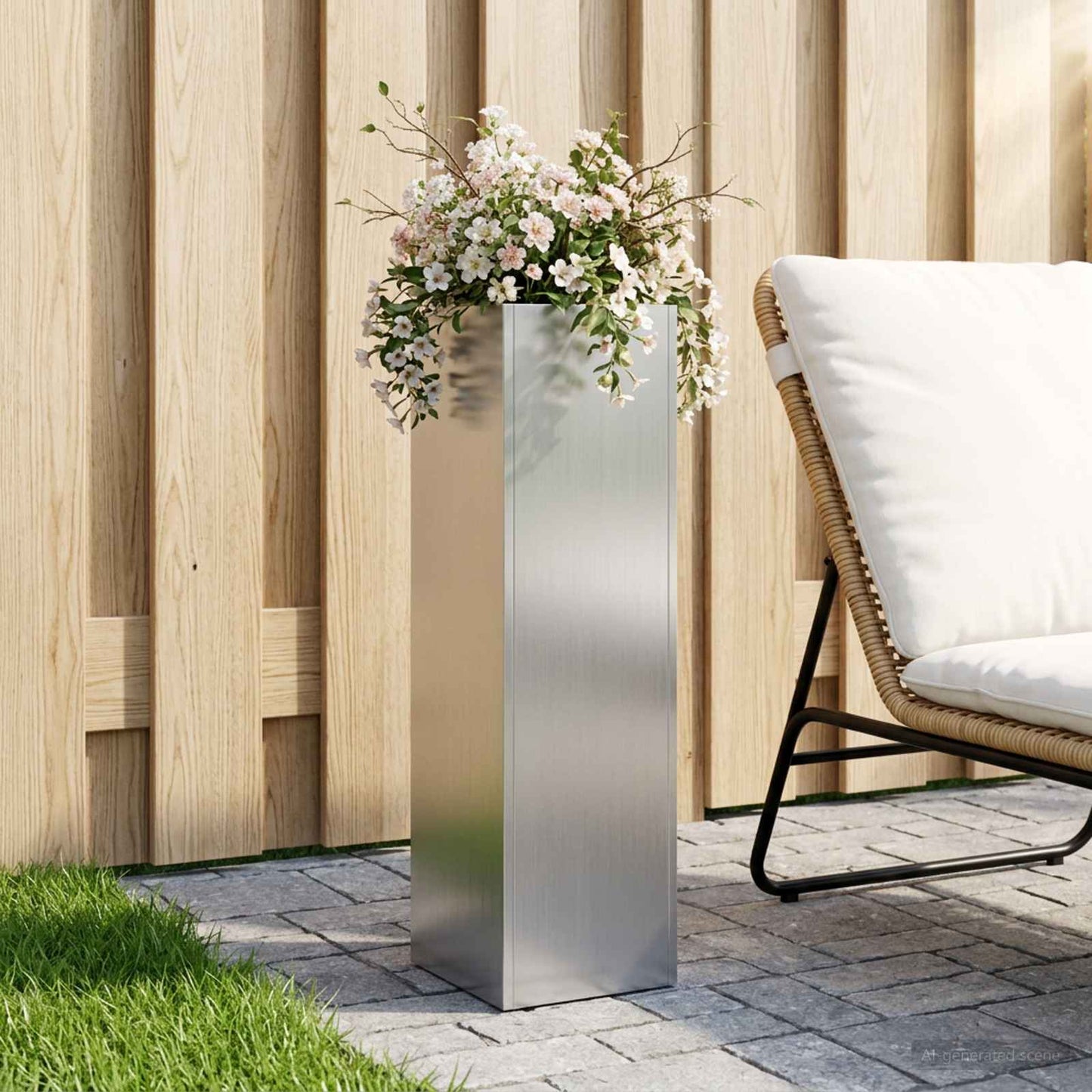 vidaXL Garden Planter Silver 20 x 20 x 75 cm Galvanised Steel