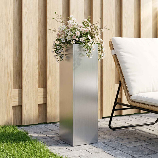 vidaXL Garden Planter Silver 20 x 20 x 75 cm Galvanised Steel