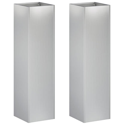 vidaXL Garden Planter 2 pcs Silver 20 x 20 x 75 cm Galvanised Steel