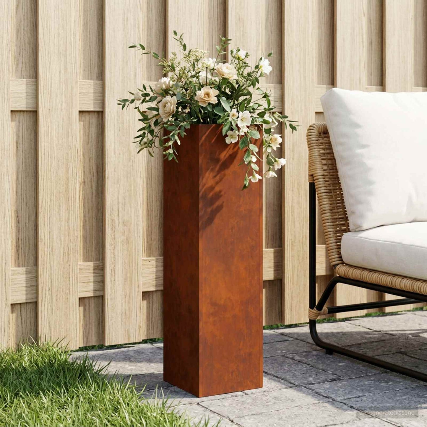vidaXL Garden Planter Rusty 20 x 20 x 75 cm Weathering Steel
