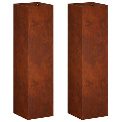vidaXL Garden Planter 2 pcs Rusty 20 x 20 x 75 cm Weathering Steel