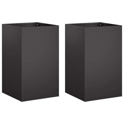 vidaXL Garden Planter 2 pcs Black 30 x 30 x 40 cm Cold-rolled Steel