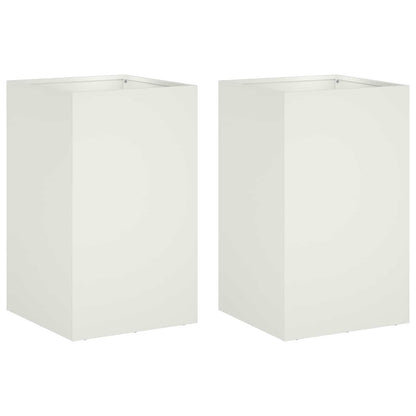 vidaXL Garden Planter 2 pcs White 30 x 30 x 40 cm Cold-rolled Steel