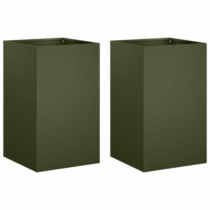 vidaXL Garden Planter 2 pcs Olive Green 30 x 30 x 40 cm