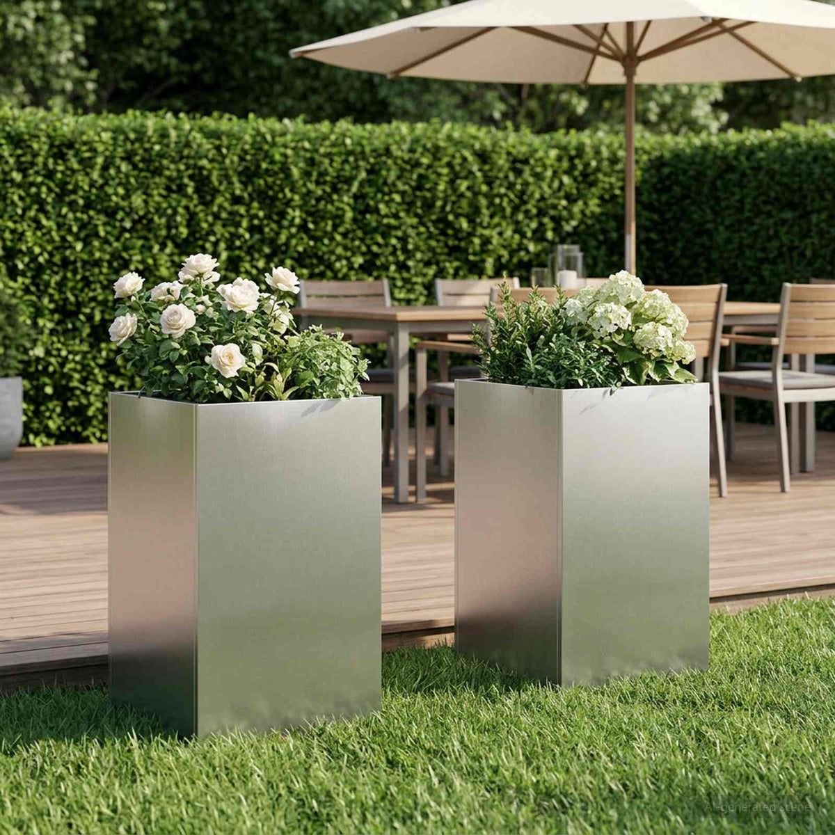 vidaXL Garden Planter 2 pcs Silver 30 x 30 x 40 cm Stainless Steel