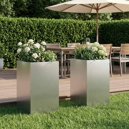 vidaXL Garden Planter 2 pcs Silver 30 x 30 x 40 cm Stainless Steel