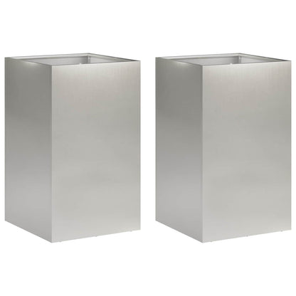 vidaXL Garden Planter 2 pcs Silver 30 x 30 x 40 cm Stainless Steel
