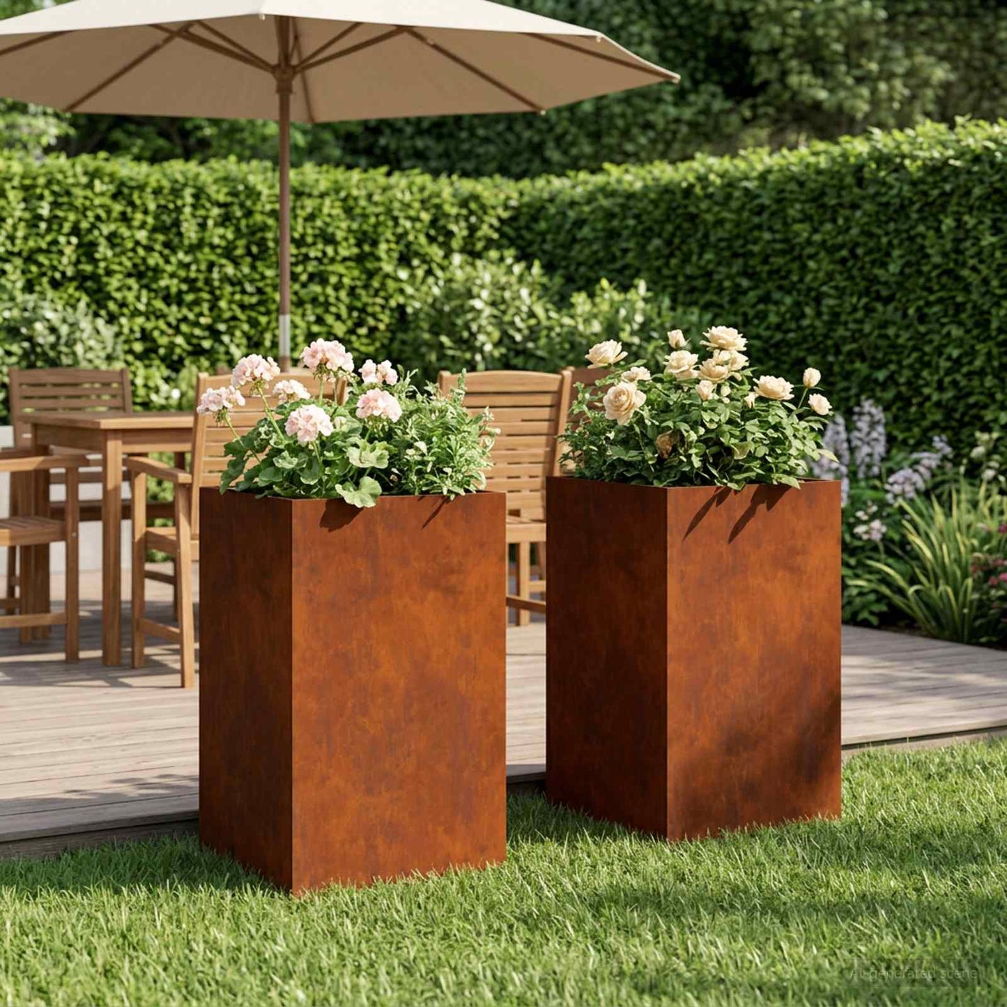 vidaXL Garden Planter 2 pcs Rusty 30 x 30 x 40 cm Weathering Steel
