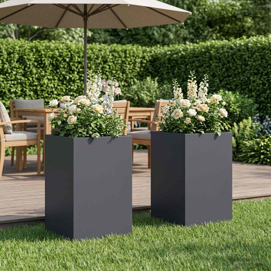 vidaXL Garden Planter 2 pcs Anthracite 30 x 30 x 50 cm