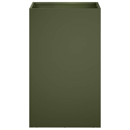 vidaXL Garden Planter Olive Green 30 x 30 x 50 cm Cold-rolled Steel