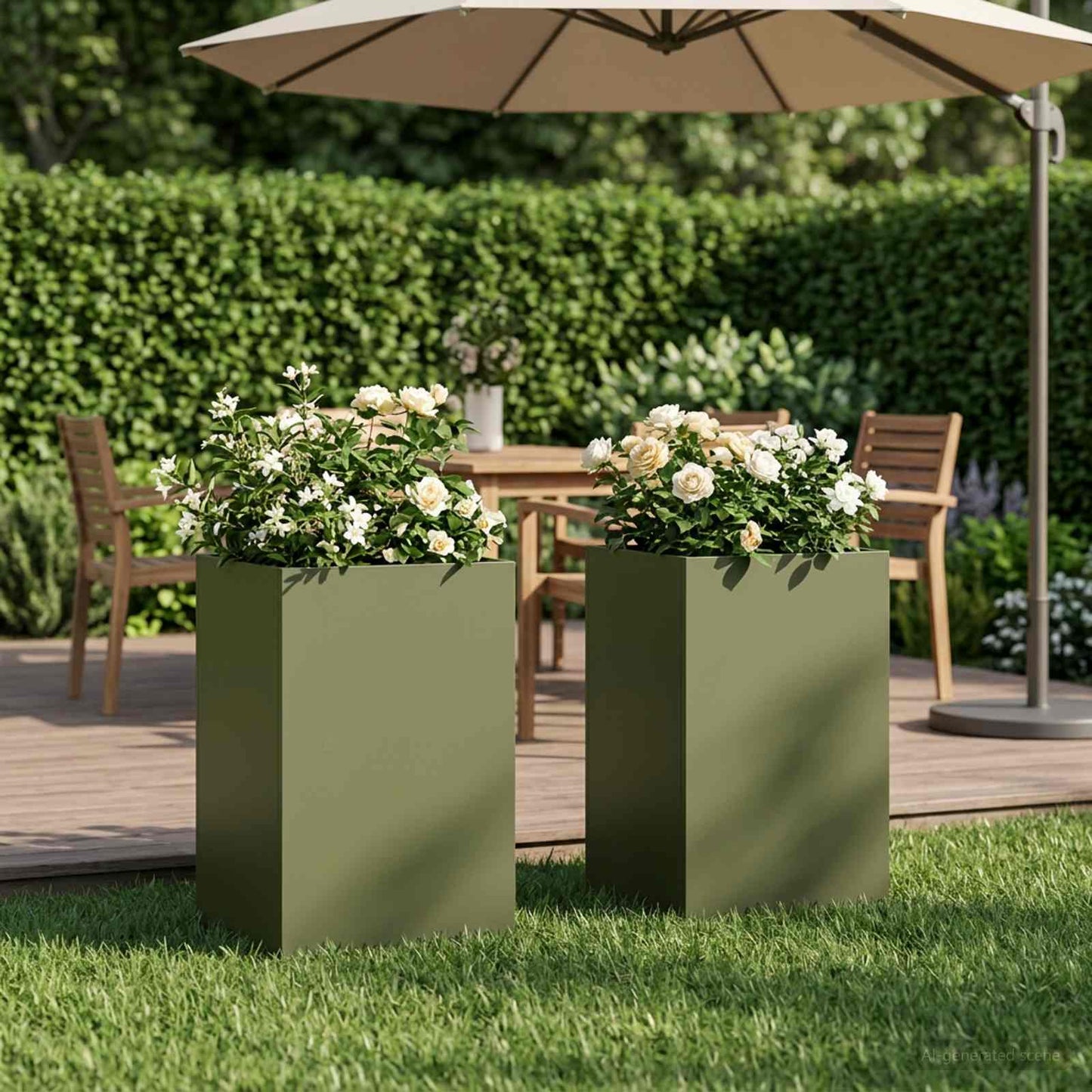 vidaXL Garden Planter 2 pcs Olive Green 30 x 30 x 50 cm