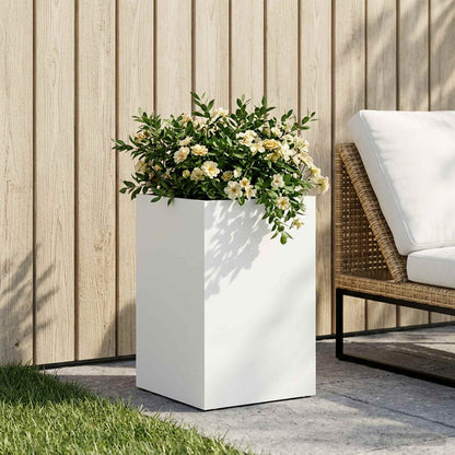 vidaXL Garden Planter White 40 x 40 x 50 cm Cold-rolled Steel