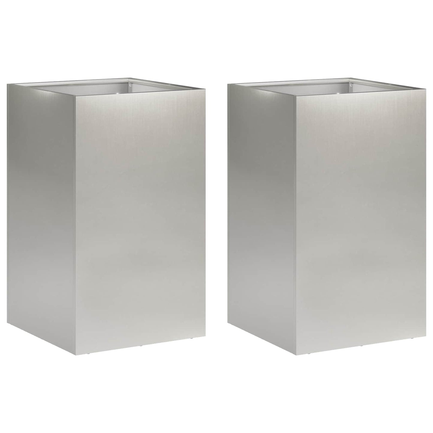 vidaXL Garden Planter 2 pcs Silver 40 x 40 x 50 cm Stainless Steel