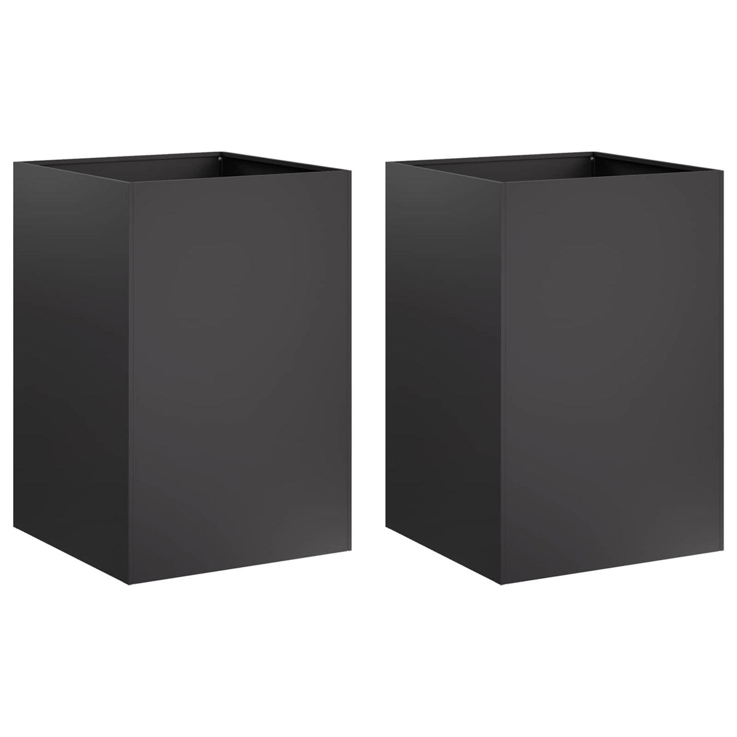 vidaXL Garden Planter 2 pcs Black 40 x 40 x 75 cm Cold-rolled Steel