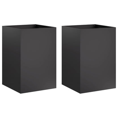 vidaXL Garden Planter 2 pcs Black 40 x 40 x 75 cm Cold-rolled Steel