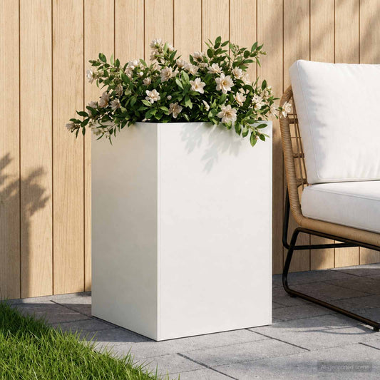 vidaXL Garden Planter White 40 x 40 x 75 cm Cold-rolled Steel