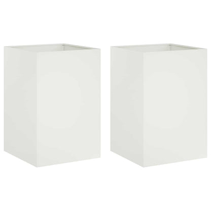 vidaXL Garden Planter 2 pcs White 40 x 40 x 75 cm Cold-rolled Steel